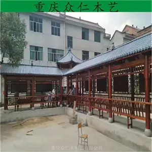 武胜景区实木烟雨长廊 防腐木园林建筑长廊设计 众仁木艺