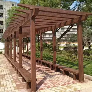 水泥仿木庭院葡萄架 钢筋混凝土预制长廊 仿木纹爬藤景观花架