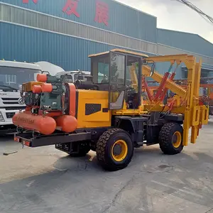 小四轮护栏打桩机厂家 自制液压护栏打抜钻机 久恒马路护栏压桩机