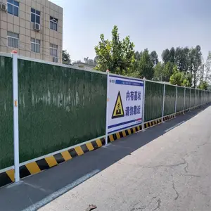 建筑施工场地隔离围挡 绿色小草彩钢板围蔽 修路市政建设封闭围栏