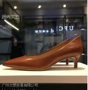 秋季新款外贸女单鞋棕黄色羊皮舒适低跟
