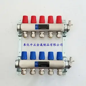 1.2寸不锈钢304手动温控调节分水器,双调节阀智能地热分水器