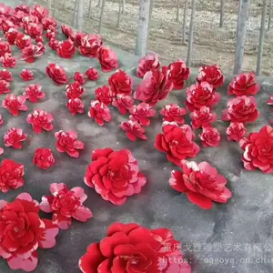 重庆花朵雕塑金属玫瑰花定做
