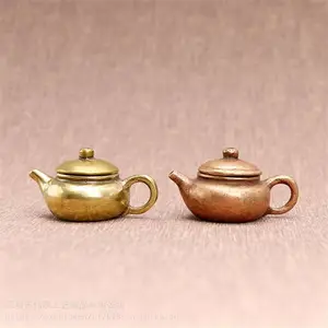 仿古玩铜器铜壶 黄铜微雕手把件壶茶 道铜宠铜雕工艺