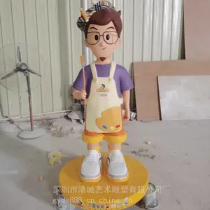 深圳卡通玩偶雕塑厂家 商场店铺美陈装饰玻璃钢公仔雕塑像
