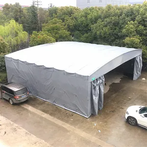 折叠仓库帐篷 推拉式雨棚 活动伸缩 防水 定做篮球场 电动蓬
