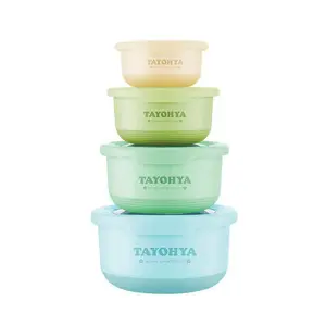多样屋TA11-0030BP 缤纷圆形不锈钢保鲜盒四件套 TAYOHYA收纳保鲜碗