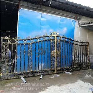 广西山庄铁艺大门 南宁烤漆铁艺大门价格