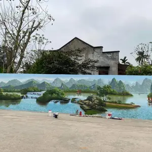 南 宁墙绘乡村风景画 壁画文化墙外墙定制 当地特色宣传打造