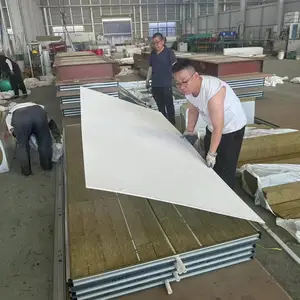 金属玻镁岩棉夹芯板 50厚玻镁岩棉彩钢净化板