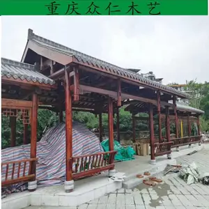 潼南景区芬兰木现代长廊 传统木结构长廊设计 众仁木艺