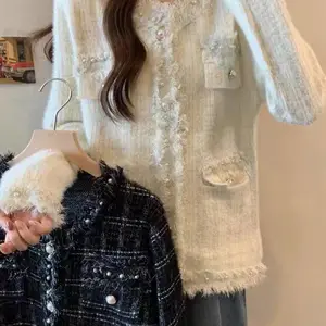 小香***貂绒超细羊毛外套秋冬加厚羽绒内胆设计感上衣女