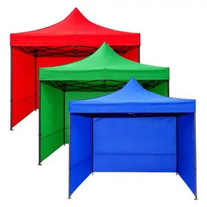 工厂直供 3×3 折叠广告帐篷 带透明围布户外摆摊四角雨棚可定制 LOGO