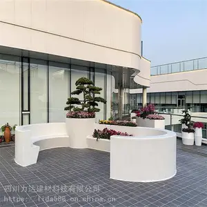 街区广场公园屋顶花园透光仿石花坛种植池水泥基人造石坐凳