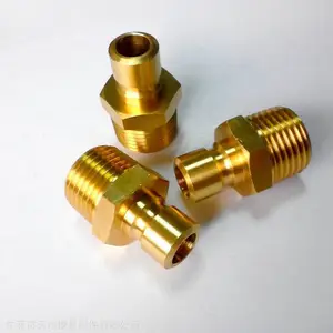 公接头TJP354塑胶模具运水快插快速铜水咀美标4分喉牙