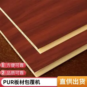 PUR热熔胶竹炭木纤维木饰面板包覆机 自动化弧面木方线条包覆设备