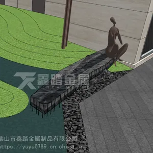 定制水景艺术造型雕塑小品 手工锻造304抽象不锈钢人物摆件