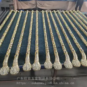 高端纯黄铜本色豪华***酒店别墅轻奢欧式对装大门拉手把手