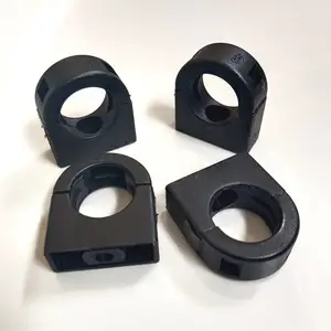 AD13尼龙软管固定座 黑色-灰色 尼龙浪管支架 一体式带盖管夹 电气箱用