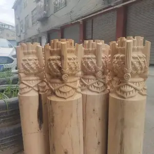 中式木雕垂花柱_圆形雕花木柱_古建雕刻雕花木制品厂