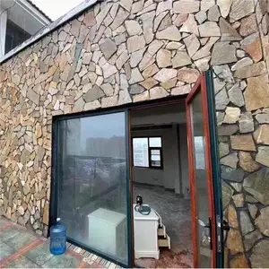 黄木纹片岩天然文化石小区景观布置毛石散片石
