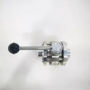 DN32手动三片式焊接蝶阀三片式分体结构，检修拆装便捷