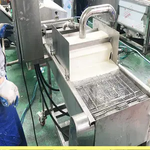 全自动藕合油炸机 瀑布式藕盒挂浆机 茄盒裹粉油炸生产线
