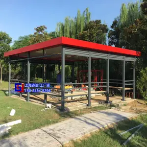 吸烟亭图片 公园休息室 工厂吸烟棚定制 上海谷谊吸烟亭厂家