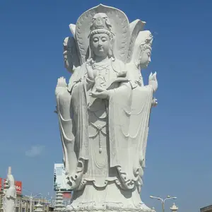 石雕四面观音菩萨雕像 石材坚固 雕刻细腻 法相庄严