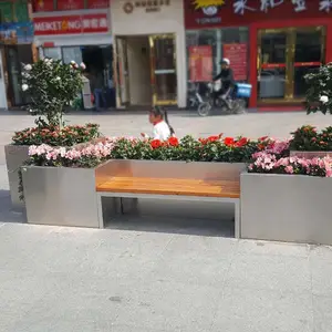 户外花箱座椅组合室外景区公园不锈钢花箱坐凳厂家