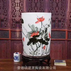 中式客厅书房落地箭筒 陶瓷书画桶卷轴缸 字画收纳筒厂家直发