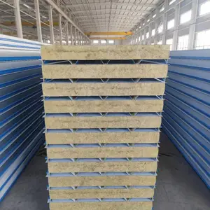 A级防火岩棉夹芯洁净板食品车间保温墙板隔板机制憎水岩棉净化板