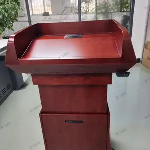 可移动电动升降演讲台可摇控升降发言台英飞迪科实木电动讲台
