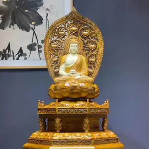 木雕阿弥托佛神像根雕佛像定制大型手工摆件观音