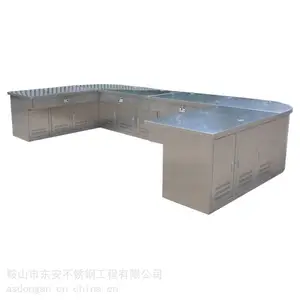 定制不锈钢SWT-522H弧形U型操作值长台带转角柜带抽屉