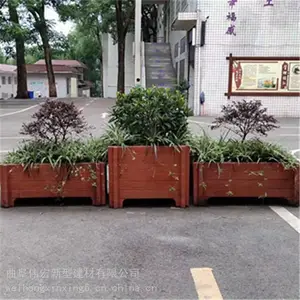 混凝土预制仿木花箱 景区创意景观花池 景区场所装饰圆形花钵