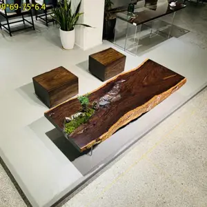 檀笑古今实木大板茶桌黑檀木原木大板茶桌