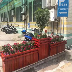 户外樟子松防腐木花箱厂家直销 襄阳防腐木花盆 花槽定做加工