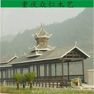 巫溪景区樟子松古建长廊 防腐木仿古烟雨长廊施工安装 众仁木艺