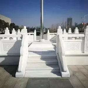 校园汉白玉石雕栏板栏杆 升旗台·石雕护栏雕刻安装厂家