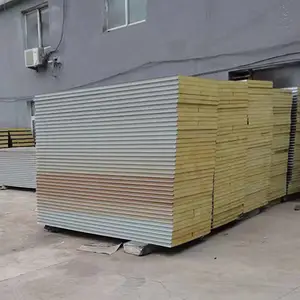 100mm厚岩棉夹芯板 无尘车间隔墙夹芯板 吸音降噪 耐腐蚀寿命长