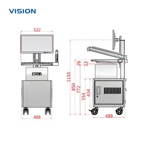 移动设备推车 VISION 23077| 带显示器支臂打印机柜 静音万向轮