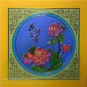 仙缘装饰古建筑***佛堂祠堂天花PU浮雕吊顶彩绘花开富贵款式设计