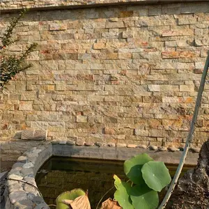 凹凸外墙仿古砖黄页岩山皮石自然面踏步石构建特色水景