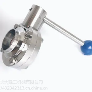 出口外贸厂家 不锈钢手动焊接蝶阀304316L卫生级蝶阀杠杆式