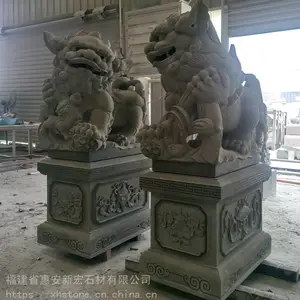 青石雕刻献钱狮 南方款式石狮 惠安雕刻工艺