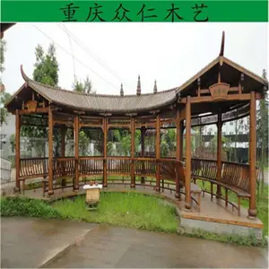 景区芬兰木琉璃瓦长廊 仿古实木亭子长廊设计安装 众仁木艺