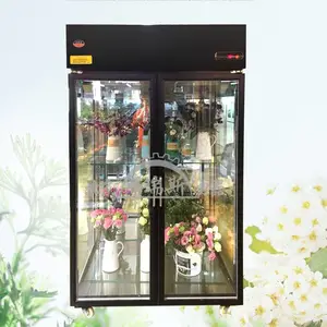 三面透明鲜花柜风冷鲜花保鲜柜双门鲜花保鲜展示柜透明玻璃鲜花柜