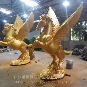 欧式独角兽摆件|酒店会所树脂飞马雕塑|婚庆玻璃钢飞马装饰