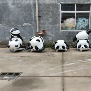 玻璃钢公仔熊猫雕塑定制 户外大型商场卡通吉祥物动物美陈装饰摆件